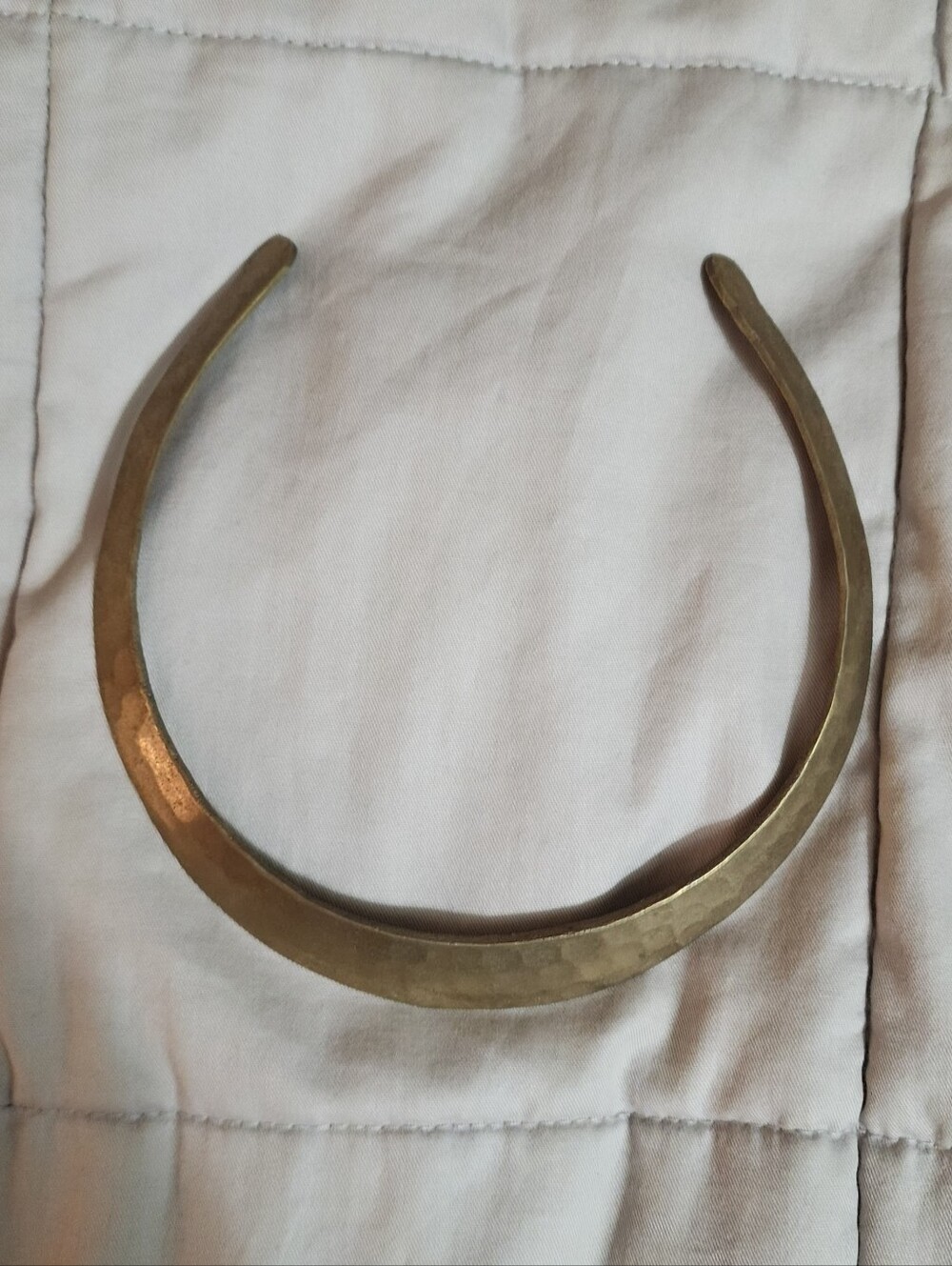 Brass Colored Hammered Metal Choker Necklace